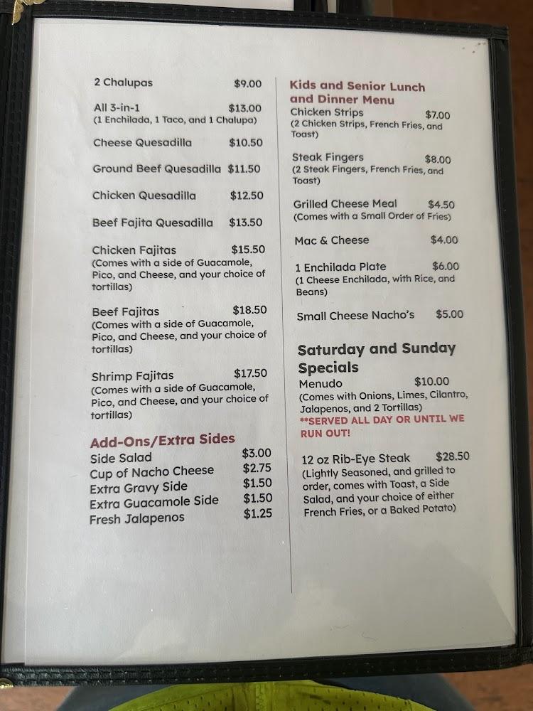J & M Caprock Cafe Menu image 1